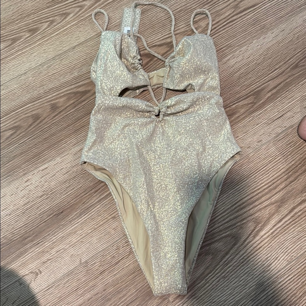 DEVON WINDSOR Gold One Piece Swimsuit